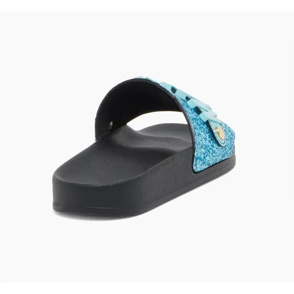 New! Moschino Logo Glitter Slides