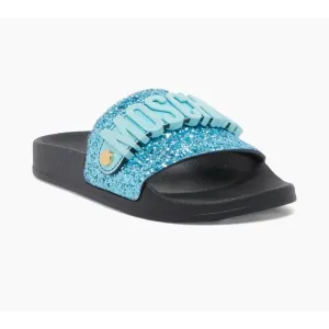 New! Moschino Logo Glitter Slides