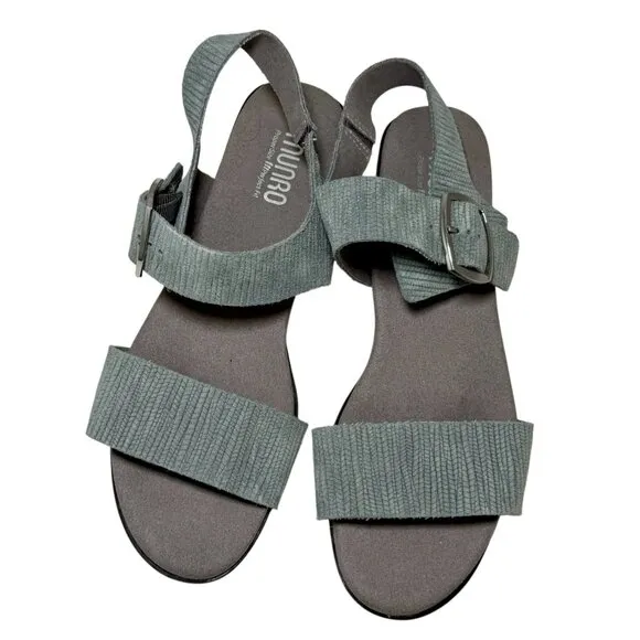 New Munro Cleo Sandals Ankle Strap Blue Gray Suede Women’s Size 8.5 M $179