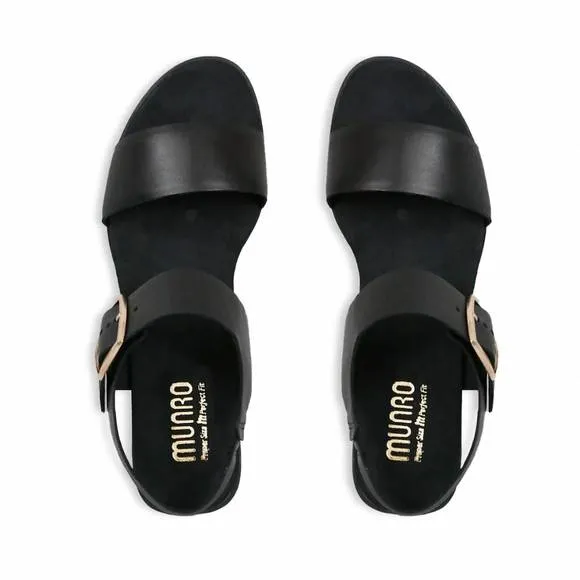 NEW MUNRO women's cleo sandal in black leather