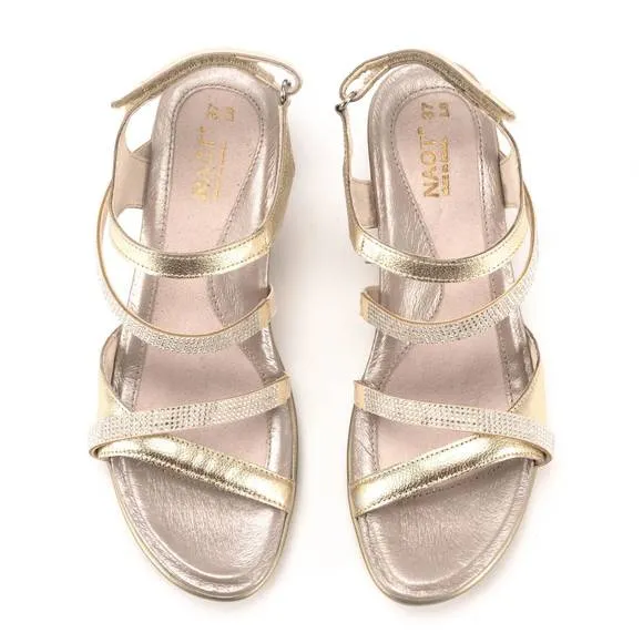 NEW NAOT women's innovate leather rhinestones sandal in gold