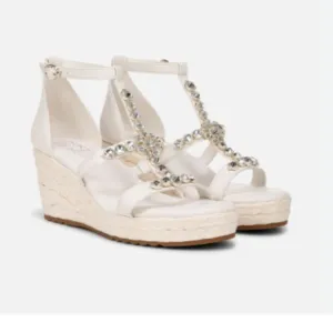 NEW Naturalizer Serena Wedge Sandals Warm White Faux Leather 7W