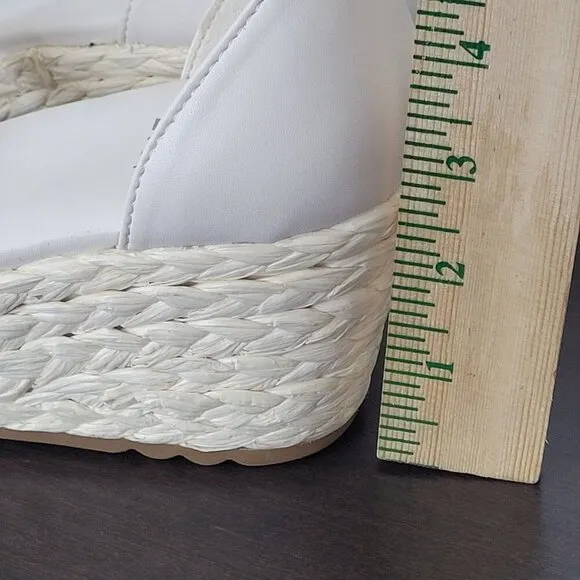 NEW Naturalizer Serena Wedge Sandals Warm White Faux Leather 7W