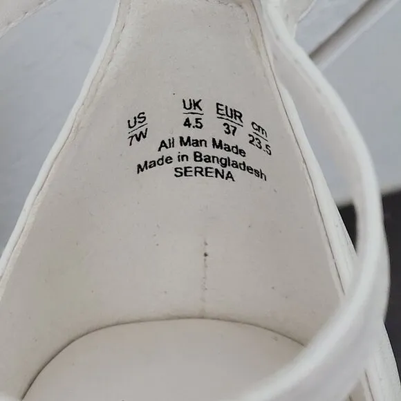 NEW Naturalizer Serena Wedge Sandals Warm White Faux Leather 7W