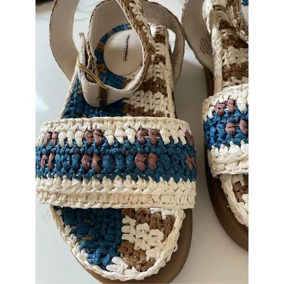 New New Free People Roma Raffia Sandals Size 9