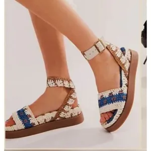 New New Free People Roma Raffia Sandals Size 9