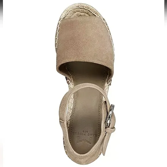 New No Box Marc Fisher LTD Alita Genuine Suede Platform Wedge Espadrille Sandal