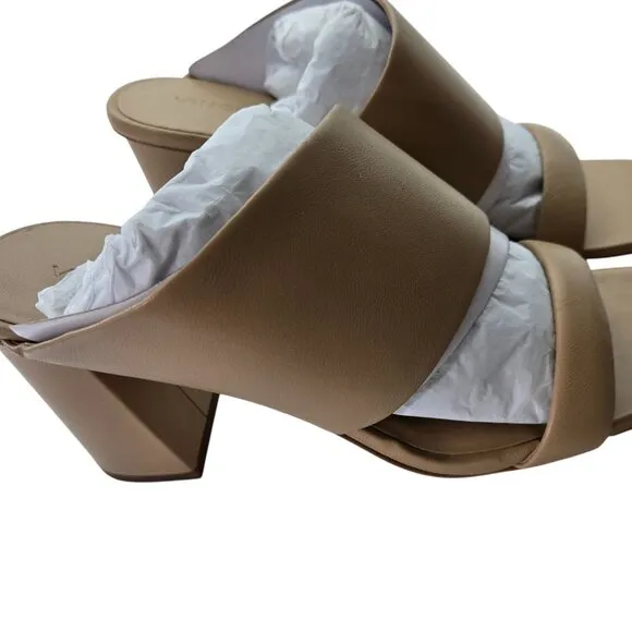 New n/Tags Vince Sz 10 M Nessia Sandals Beige Leather Block Heel Cappuccino Tan