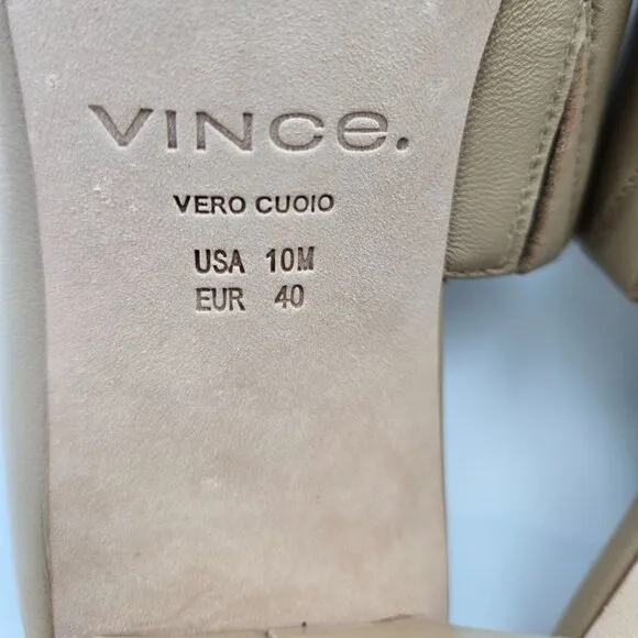 New n/Tags Vince Sz 10 M Nessia Sandals Beige Leather Block Heel Cappuccino Tan