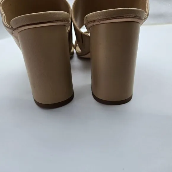 New n/Tags Vince Sz 10 M Nessia Sandals Beige Leather Block Heel Cappuccino Tan