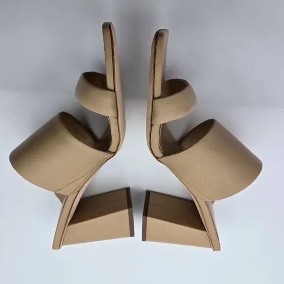 New n/Tags Vince Sz 10 M Nessia Sandals Beige Leather Block Heel Cappuccino Tan