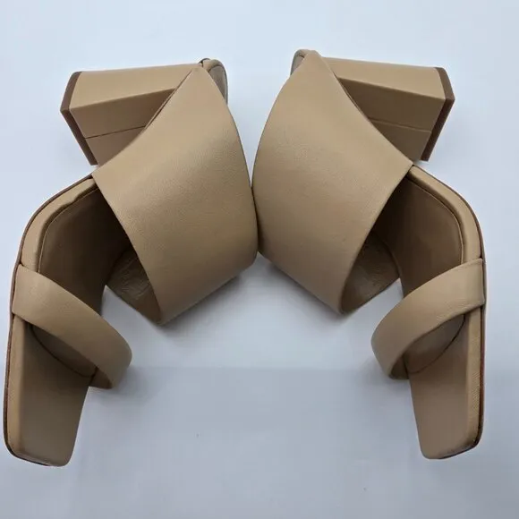New n/Tags Vince Sz 10 M Nessia Sandals Beige Leather Block Heel Cappuccino Tan