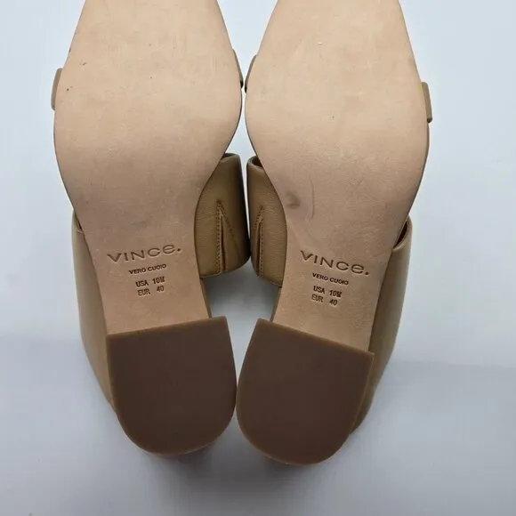 New n/Tags Vince Sz 10 M Nessia Sandals Beige Leather Block Heel Cappuccino Tan