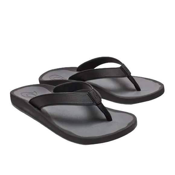 NEW OLUKAI men's koko'o sandals in black/dark shadow
