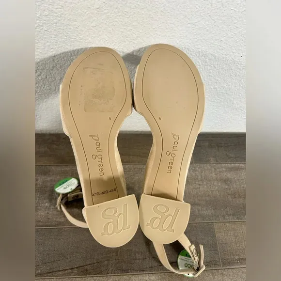 NEW Paul Green Leather Block Heel Ankle Strap Sandal