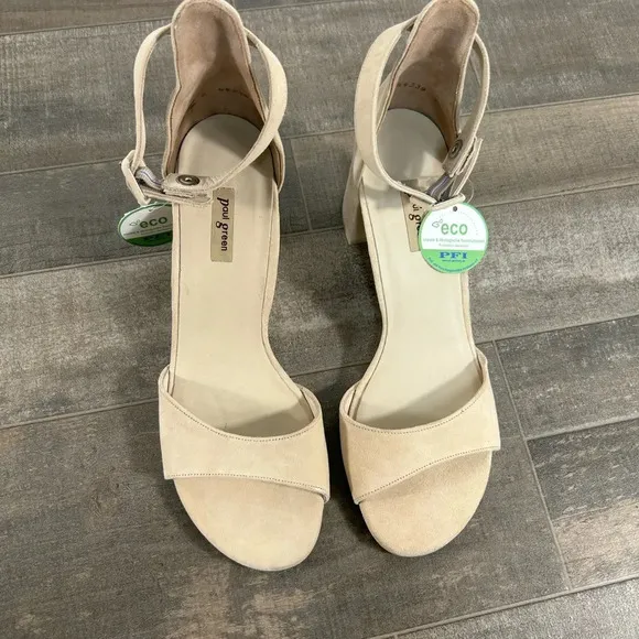 NEW Paul Green Leather Block Heel Ankle Strap Sandal