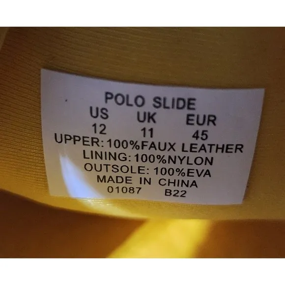 New Polo Ralph Lauren BIG POLO BEAR Sandals Pool Slides Yellow Men's Size 12
