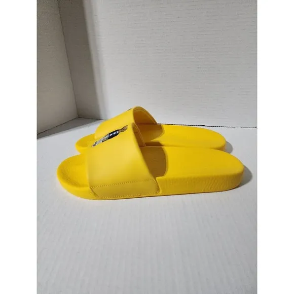 New Polo Ralph Lauren BIG POLO BEAR Sandals Pool Slides Yellow Men's Size 12