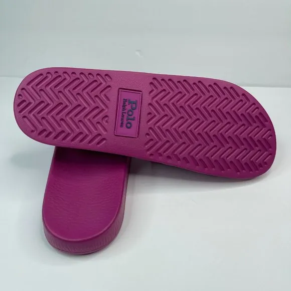 NEW Polo Ralph Lauren Classic Pool Slide Sandals Vivid Pink w/ Blue Pony Size 14