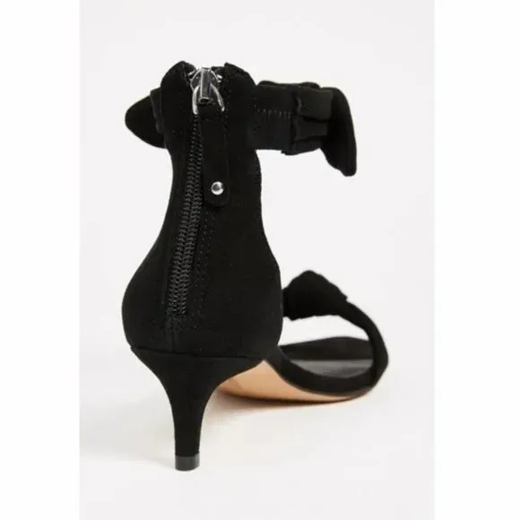 NEW Rebecca Minkoff Kaley Suede Ankle Bow Kitten Heels Black