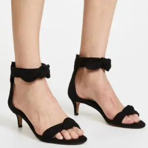NEW Rebecca Minkoff Kaley Suede Ankle Bow Kitten Heels Black