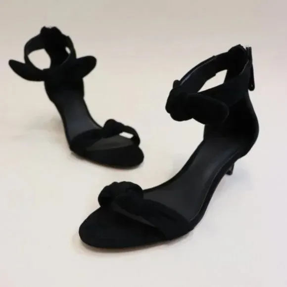 NEW Rebecca Minkoff Kaley Suede Ankle Bow Kitten Heels Black