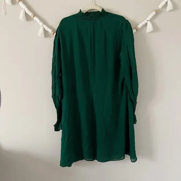 NEW Reformation Archie Mini Dress Shirred Georgette Emerald Women's Size 18