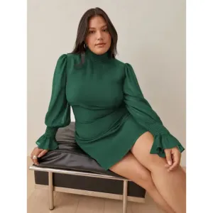 NEW Reformation Archie Mini Dress Shirred Georgette Emerald Women's Size 18