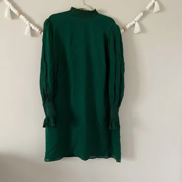 NEW Reformation Archie Mini Dress Shirred Georgette Emerald Women's Size 18