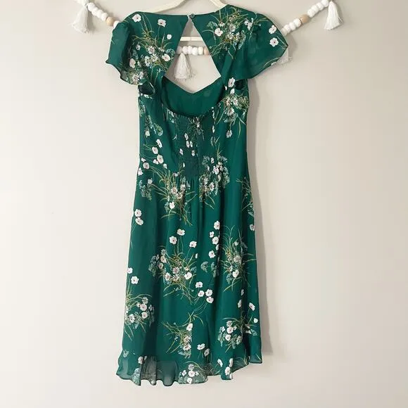 NEW Reformation Rosi Sweetheart Dress Floral Lined Open Back Green Size 4