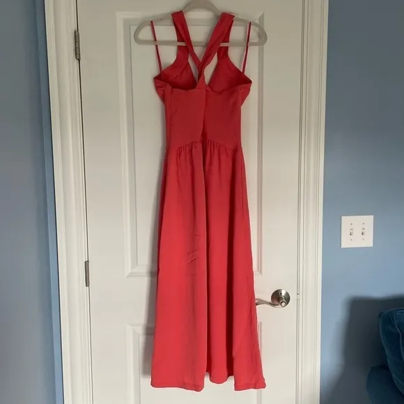 New! Reiss Orla keyhole front halter midi Dress pink nwot 18429