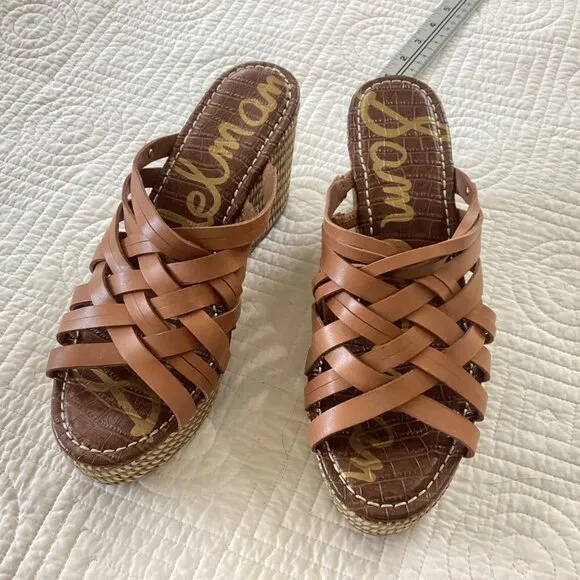 New Sam Edelman Devon Platform Wedge Leather Sandals size 10