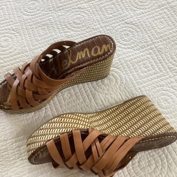 New Sam Edelman Devon Platform Wedge Leather Sandals size 10
