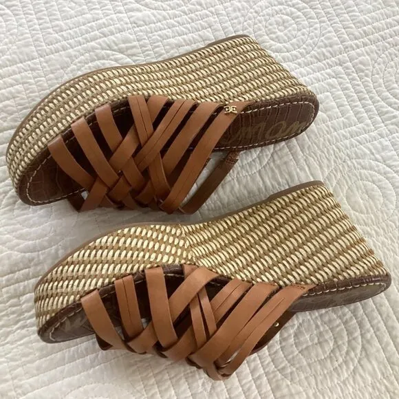 New Sam Edelman Devon Platform Wedge Leather Sandals size 10