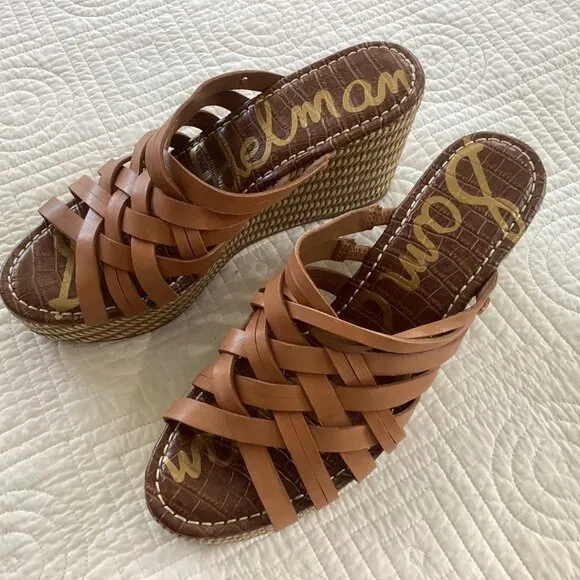 New Sam Edelman Devon Platform Wedge Leather Sandals size 10