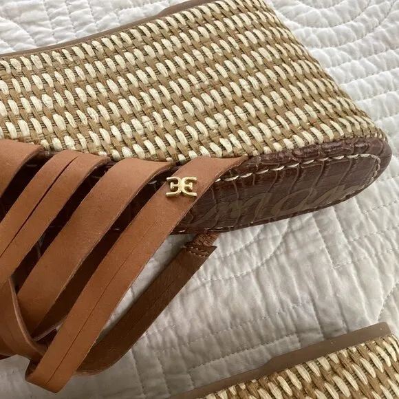 New Sam Edelman Devon Platform Wedge Leather Sandals size 10