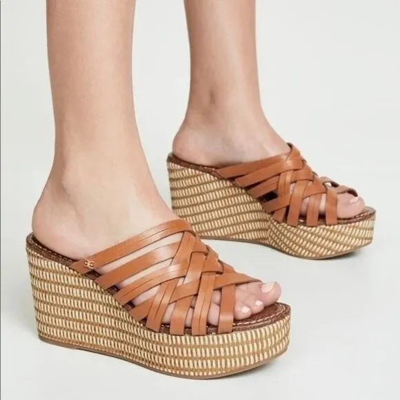 New Sam Edelman Devon Platform Wedge Leather Sandals size 10