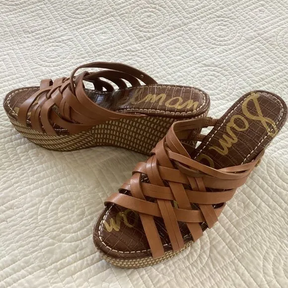 New Sam Edelman Devon Platform Wedge Leather Sandals size 10