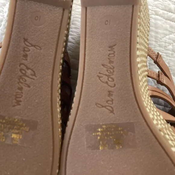 New Sam Edelman Devon Platform Wedge Leather Sandals size 10