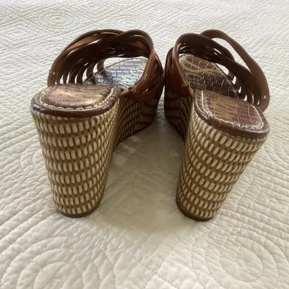New Sam Edelman Devon Platform Wedge Leather Sandals size 10