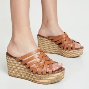 New Sam Edelman Devon Platform Wedge Leather Sandals size 10