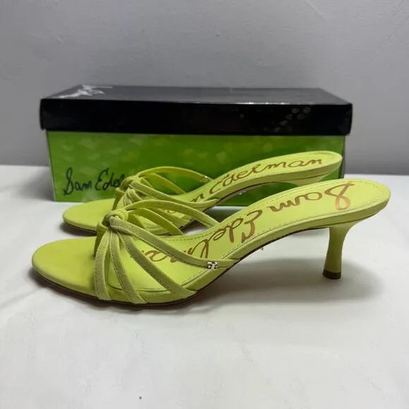 New Sam Edelman Jedda Slides in Lime Suede Women's Size 7