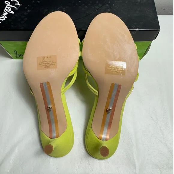 New Sam Edelman Jedda Slides in Lime Suede Women's Size 7
