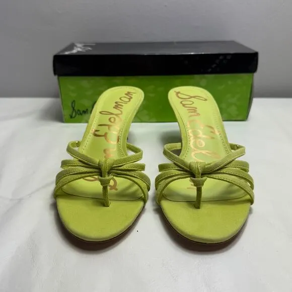 New Sam Edelman Jedda Slides in Lime Suede Women's Size 7