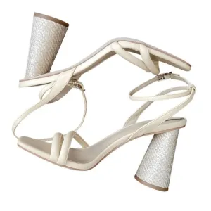 NEW Sam Edelman Kia Sandals Womens 9.5 Ivory Neutral Classic Simple Modern