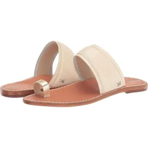 New Sam Edelman Margit Leather Sandals Women's Size 7.5 M Ivory Gold Leaf Thong