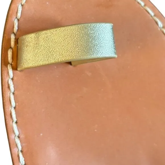 New Sam Edelman Margit Leather Sandals Women's Size 7.5 M Ivory Gold Leaf Thong
