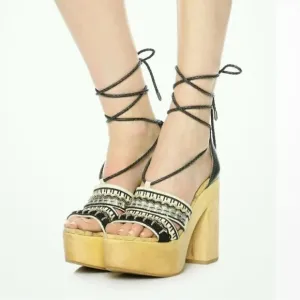 NEW Sam Edelman Mel Embroidered Wooden Platform Sandals 8.5