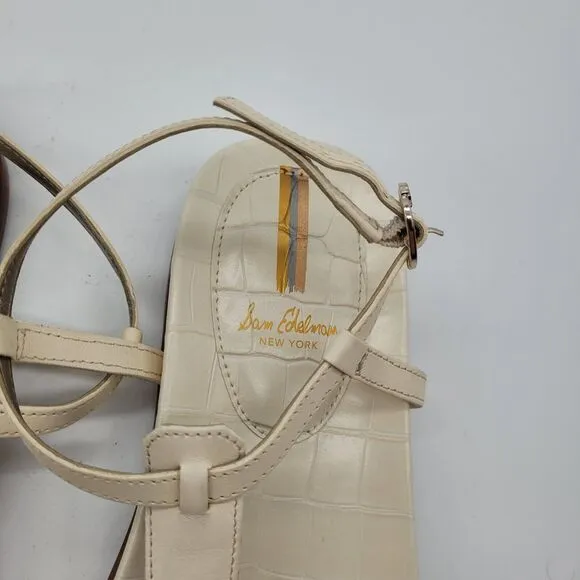 New Sam Edelman Naomi ivory Slip On Open Toe Adjustable Ankle Straps Sandals 9