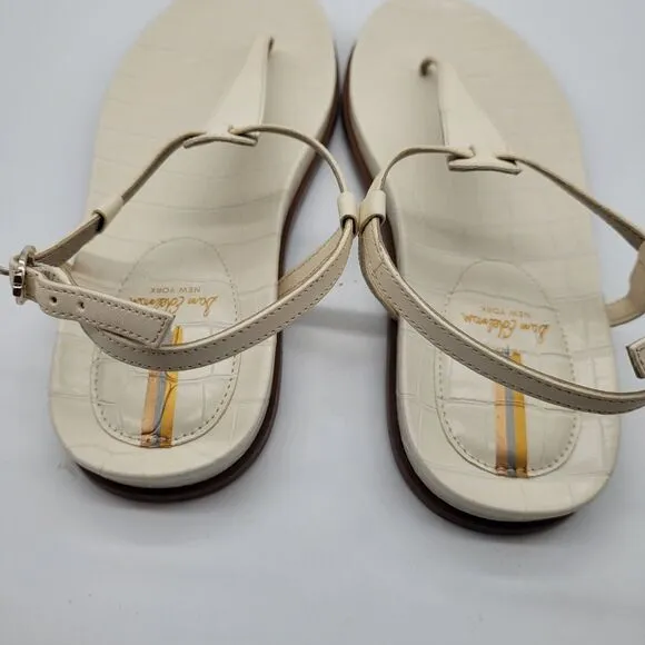 New Sam Edelman Naomi ivory Slip On Open Toe Adjustable Ankle Straps Sandals 9